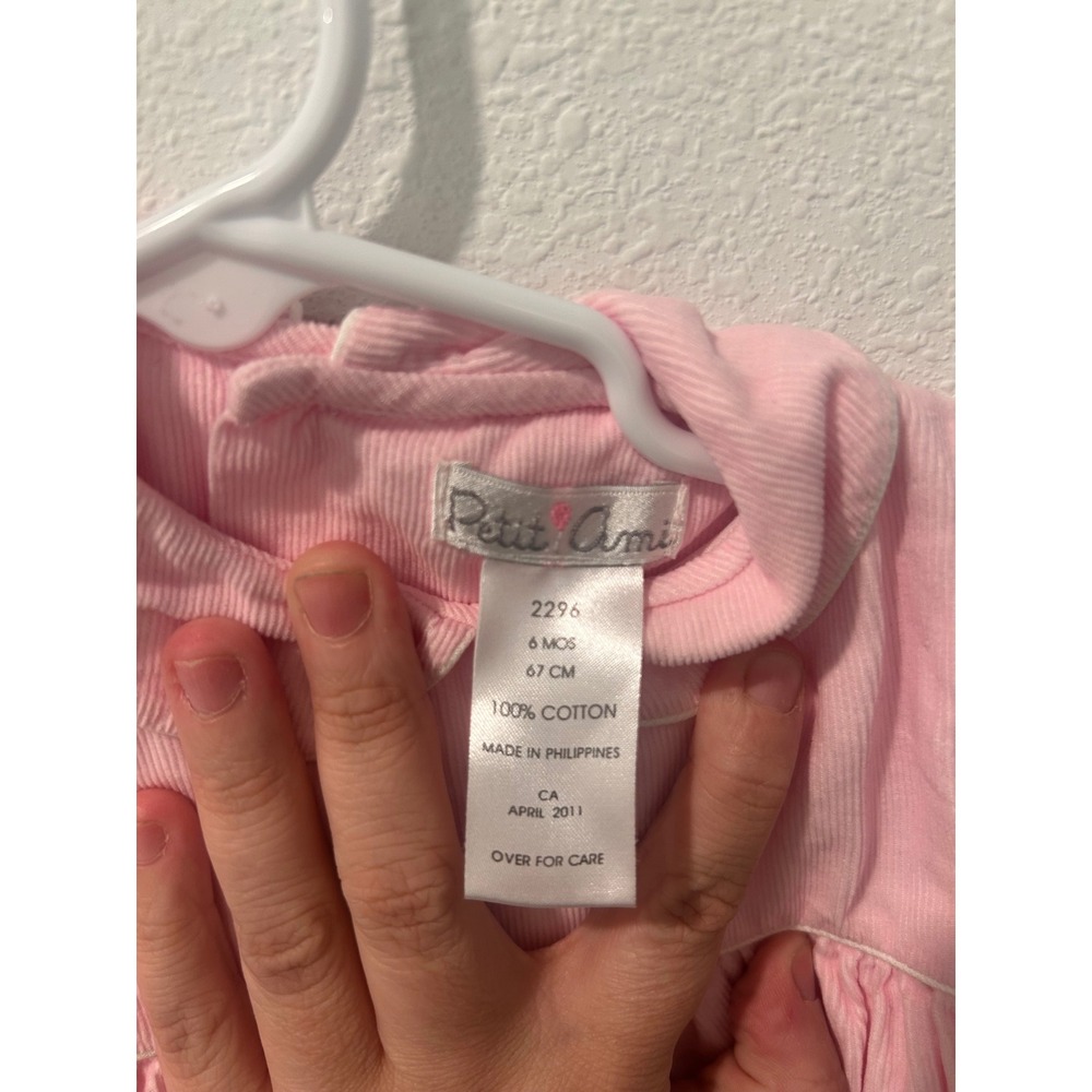 Petit Ami Pink Corduroy Baby Dress Peter Pan Collar 6 Months - Picture 4 of 6